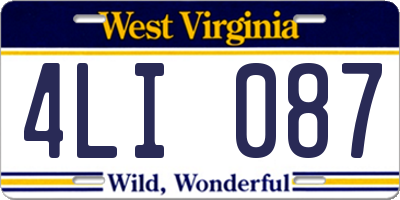 WV license plate 4LI087