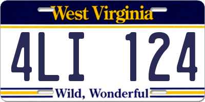 WV license plate 4LI124