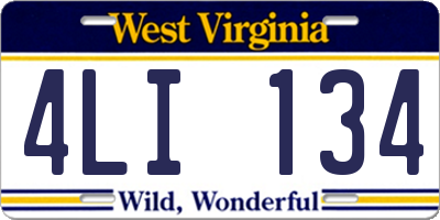 WV license plate 4LI134