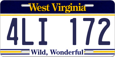 WV license plate 4LI172