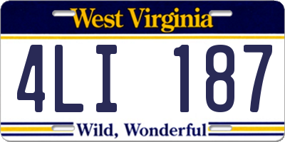 WV license plate 4LI187