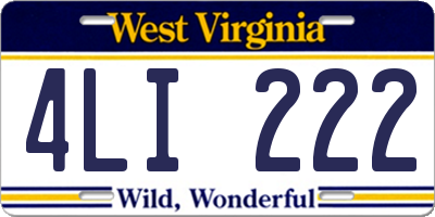 WV license plate 4LI222