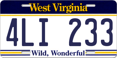 WV license plate 4LI233
