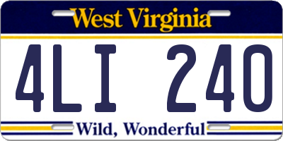 WV license plate 4LI240