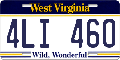 WV license plate 4LI460