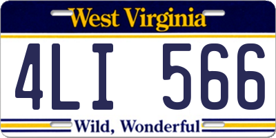 WV license plate 4LI566