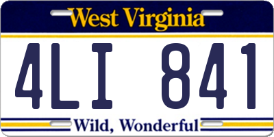 WV license plate 4LI841