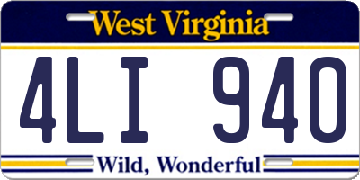 WV license plate 4LI940