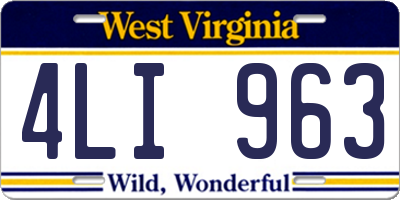 WV license plate 4LI963