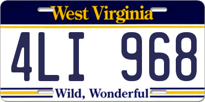 WV license plate 4LI968