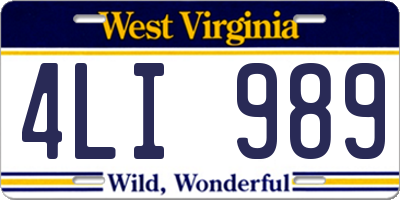 WV license plate 4LI989