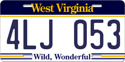 WV license plate 4LJ053