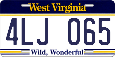 WV license plate 4LJ065