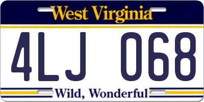 WV license plate 4LJ068