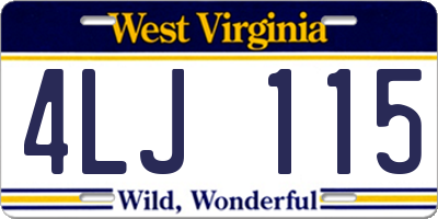 WV license plate 4LJ115