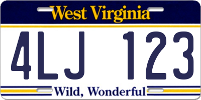 WV license plate 4LJ123