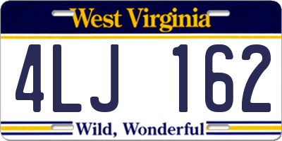 WV license plate 4LJ162