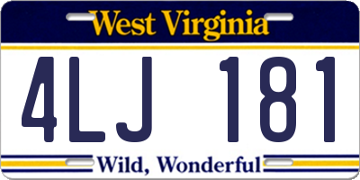 WV license plate 4LJ181