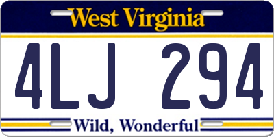 WV license plate 4LJ294