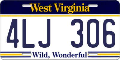WV license plate 4LJ306