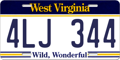 WV license plate 4LJ344