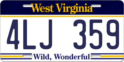 WV license plate 4LJ359