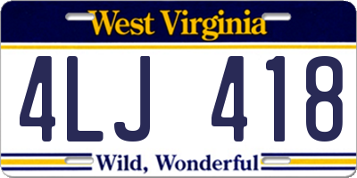 WV license plate 4LJ418