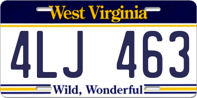 WV license plate 4LJ463