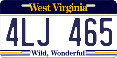 WV license plate 4LJ465