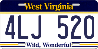 WV license plate 4LJ520