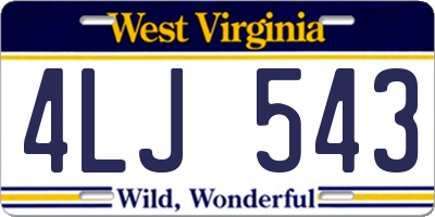 WV license plate 4LJ543