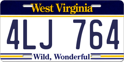 WV license plate 4LJ764