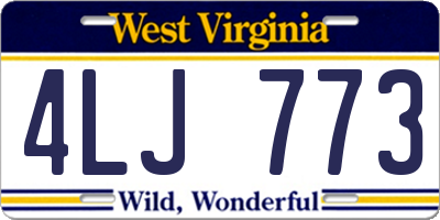 WV license plate 4LJ773