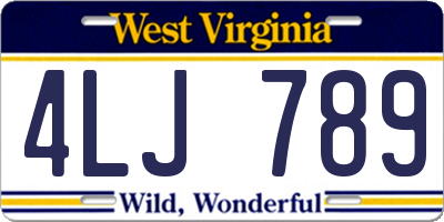 WV license plate 4LJ789