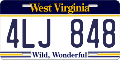 WV license plate 4LJ848
