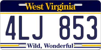 WV license plate 4LJ853