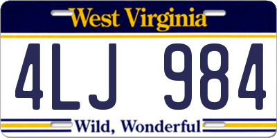 WV license plate 4LJ984
