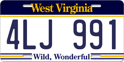 WV license plate 4LJ991