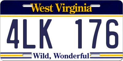 WV license plate 4LK176