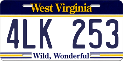 WV license plate 4LK253
