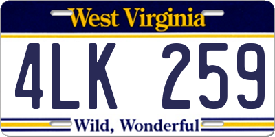 WV license plate 4LK259