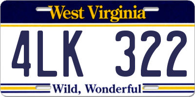 WV license plate 4LK322