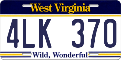 WV license plate 4LK370