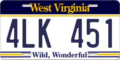 WV license plate 4LK451