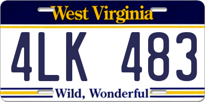 WV license plate 4LK483