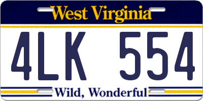 WV license plate 4LK554