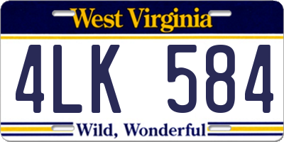 WV license plate 4LK584