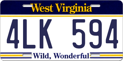 WV license plate 4LK594