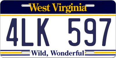 WV license plate 4LK597