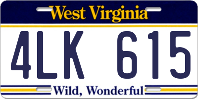 WV license plate 4LK615